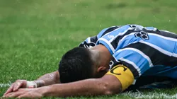 Luis Suarez jogador do Gremio lamenta durante partida contra o Corinthians no estadio Arena do Gremio pelo campeonato Brasileiro A 2023. Foto: Maxi Franzoi/AGIF