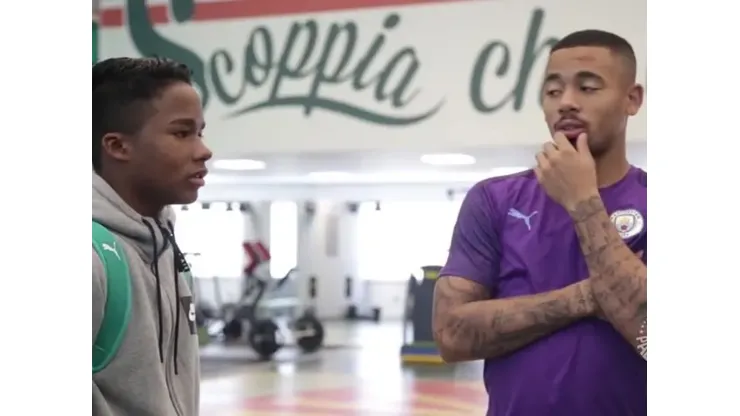 Foto: Reprodução/TV Palmeiras - Endrick e Gabriel Jesus, crias do Palmeiras
