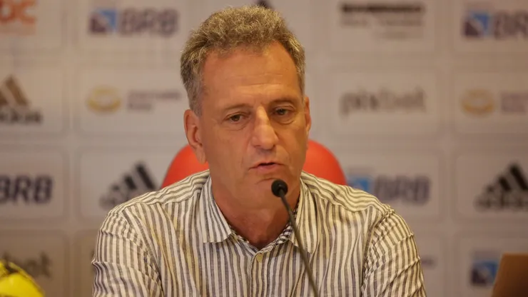 Rodolfo Landim presidente do Flamengo durante coletiva. Fotos: Gilvan de Souza/Flamengo