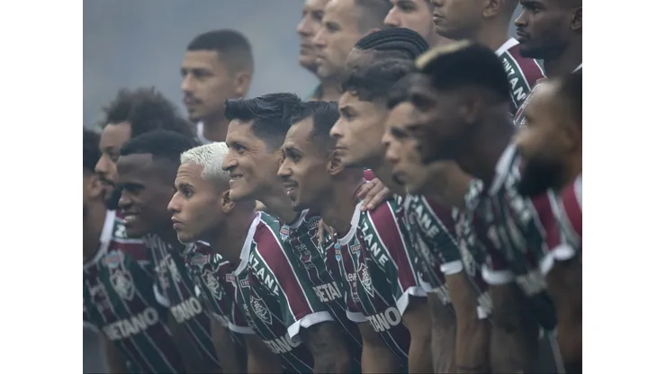 Jogadores do Fluminense posam para foto antes na partida contra Boca Juniors no estadio Maracana pelo campeonato Libertadores 2023. Foto: Jorge Rodrigues/AGIF