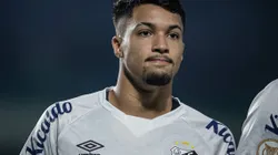 Marcos Leonardo, jogador do Santos, durante partida contra o Goiás no estádio Serrinha pelo Campeonato Brasileiro - Foto: Isabela Azine/AGIF
