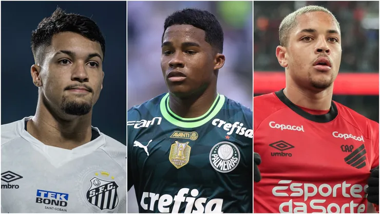 Marcos Leonardo, Endrick e Vitor Roque - Isabela Azine/Robson Mafra//Marcello Zambrana/AGIF