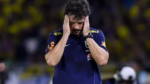 Diniz lamentando durante revés em Barranquilla. Foto: Gabriel Aponte/Getty Images.