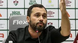 Presidente do Fluminense, Mário Bittencourt, durante coletiva de imprensa - Foto: Reprodução/Fluminense