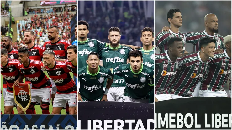Elencos do Flamengo, Palmeiras e Fluminense. Foto: Agif