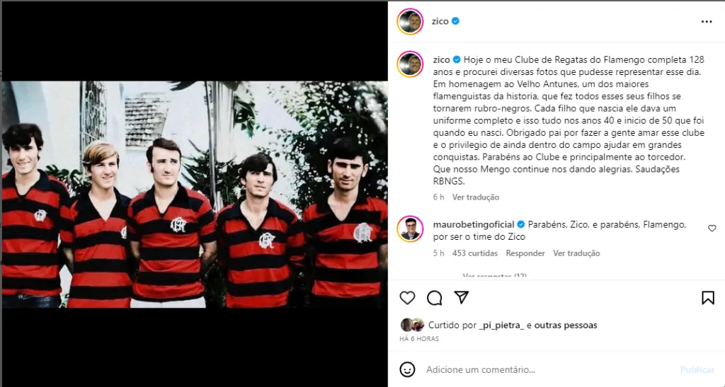 Foto: Redes Sociais – Zico