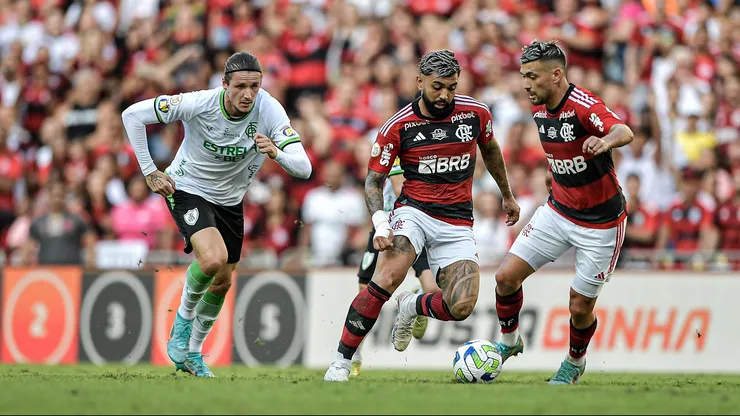 Gabigol jogador do Flamengo durante partida contra o America no estadio Maracana pelo campeonato Brasileiro A 2023. Foto: Thiago Ribeiro/AGIF
