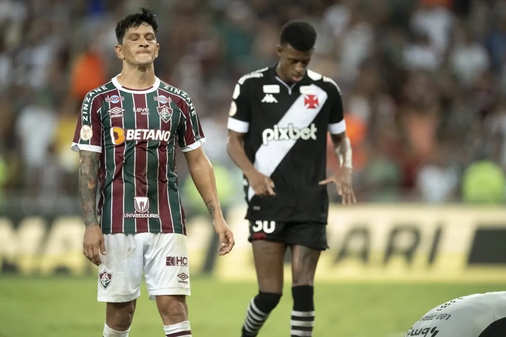 Cano jogador do Fluminense lamenta chance perdida durante partida contra o Vasco no estadio Maracana pelo campeonato BRASILEIRO A 2023. Foto: Jorge Rodrigues/AGIF