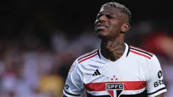 Arboleda jogador do São Paulo durante partida contra o Botafogo no Morumbi pelo campeonato Brasileiro A 2023. Foto: Ettore Chiereguini/AGIF