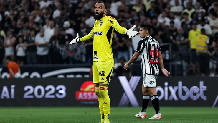 Everson goleiro do Atletico-MG durante partida contra o Corinthians no estadio Arena Corinthians pelo campeonato Brasileiro A 2023. Foto: Fabio Giannelli/AGIF