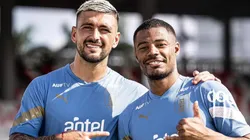 Arrascaeta e De La Cruz são parceiros de Celeste. Será que ambos jogam juntos no Mengão em 2024? Foto: Divulgação