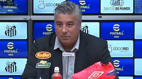 Alexandre Gallo coordenador técnico do Santos durante coletiva. Foto: Reprodução/SantosTV