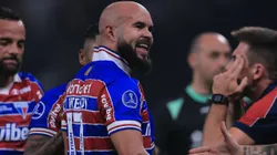 Zé Welison jogador do Fortaleza comemora seu gol durante partida contra o Corinthians na Arena Corinthians pelo campeonato Copa Sul-Americana 2023. Foto: Ettore Chiereguini/AGIF