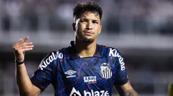 Marcos Leonardo jogador do Santos durante partida contra o Cuiaba no estadio Vila Belmiro pelo campeonato Brasileiro A 2023. Foto: Abner Dourado/AGIF