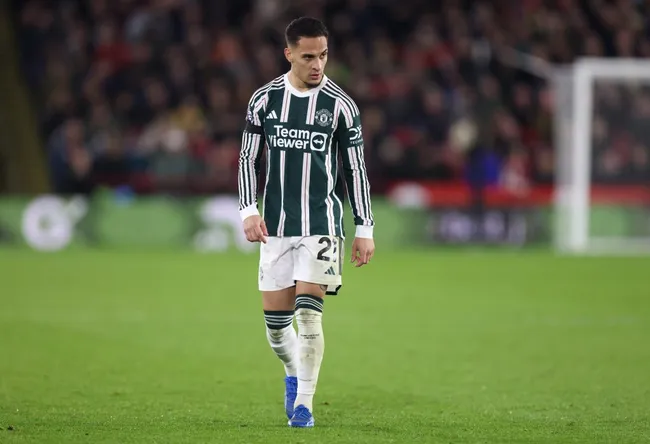 Antony jogador do Manchester United. Foto George Wood/Getty Images