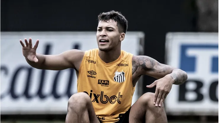 Marcos Leonardo durante treinamento no Santos. Foto: Ivan Storti/Santos FC