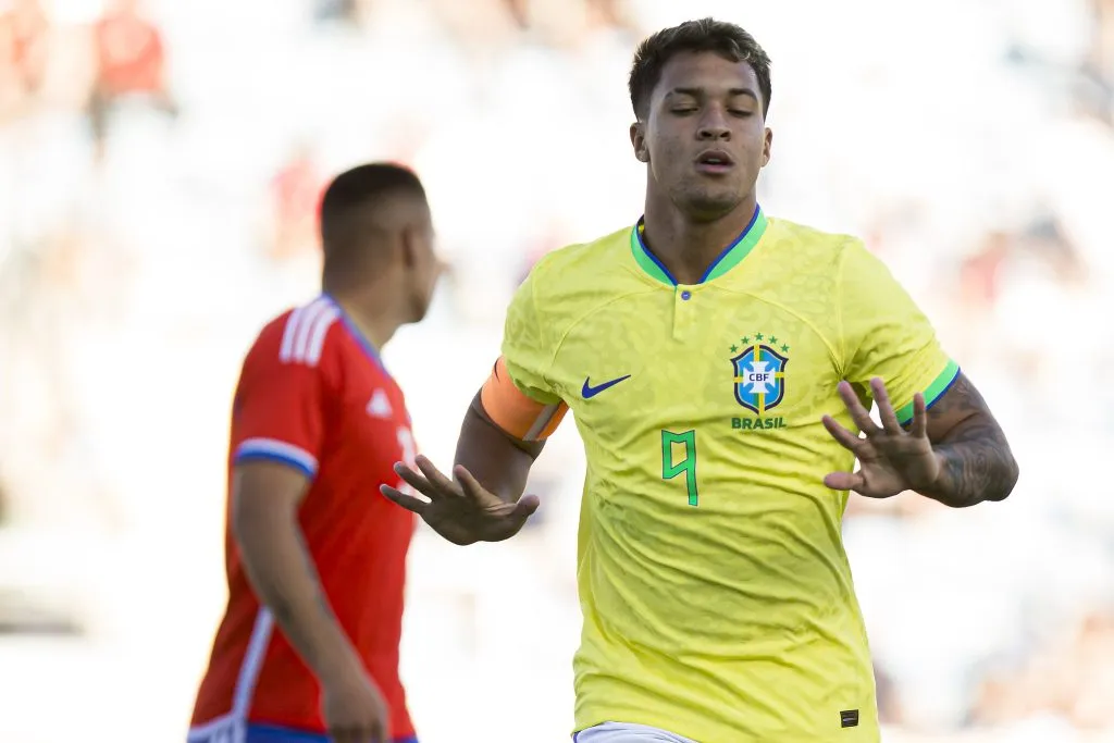 Marcos Leonardo em amistoso da Seleção Sub-20 no Estádio El Teniente – Brasil x Chile. Adriano Fontes/CBF