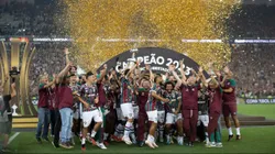 Fluminense comemora a conquista do campeonato durante partida contra o Boca Juniors no estadio Maracana pelo campeonato Libertadores 2023. Foto: Liamara Polli/AGIF
