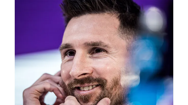 Lionel Messi jogador do Argentina durante em coletiva de imprensa realizada no QNCC (Qatar National Convention Centre). Foto: Pedro Martins/AGIF