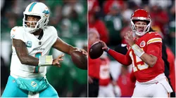 Tua e Mahomes estarão frente a frente. Fotos: Getty Images