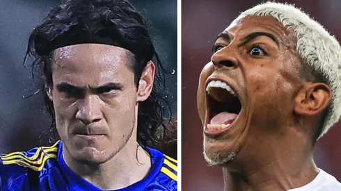 Cavani, do Boca Juniors (esq) e John Kennedy, do Fluminense (dir), se enfrentam em final da Libertadores - Fotos: Ettore Chiereguini e Maxi Franzoi/AGIF