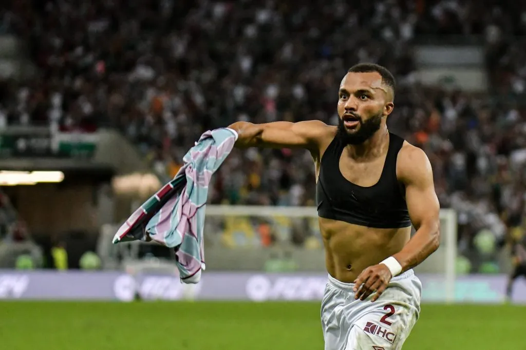 RJ – RIO DE JANEIRO – 08/08/2023 – LIBERTADORES 2023, FLUMINENSE X ARGENTINOS JUNIORS – Samuel Xavier jogador do Fluminense comemora seu gol durante partida contra o Argentinos Juniors no estadio Maracana pelo campeonato Libertadores 2023. Foto: Thiago Ribeiro/AGIF