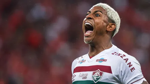 John Kennedy jogador do Fluminense comemora gol pelo Fluminense na Libertadores 2023. Foto: Maxi Franzoi/AGIF