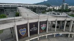 Bandeiras de Fluminense e Boca Juniors na entrada do estádio do Maracanã. Foto: Wagner Meier/Getty Images