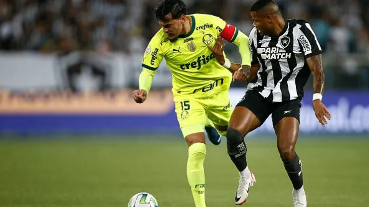 Gustavo Gómez disputa bola com Júnior Santos do Botafogo. Foto: Wagner Meier/Getty Images.