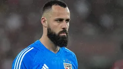 Jandrei goleiro do São Paulo durante partida contra o Flamengo no Maracanã pelo campeonato Brasileiro A 2023. Foto: Thiago Ribeiro/AGIF