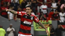 DF - BRASILIA - 01/11/2023 - BRASILEIRO A 2023, FLAMENGO X SANTOS - Pedro jogador do Flamengo comemora seu gol durante partida contra o Santos no estadio Mane Garrincha pelo campeonato Brasileiro A 2023. Foto: Mateus Bonomi/AGIF