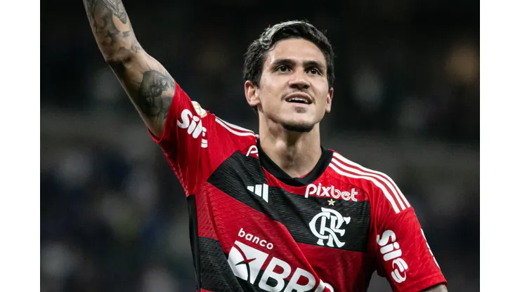 Pedro jogador do Flamengo comemora gol durante partida contra pelo campeonato Brasileiro Foto: Fernando Moreno/AGIF
