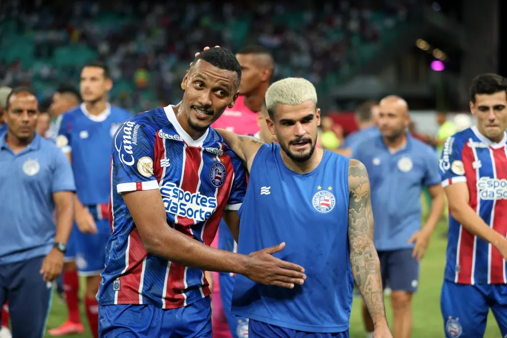 Rezende e Cauly comemorando os três pontos Felipe Oliveira/EC Bahia