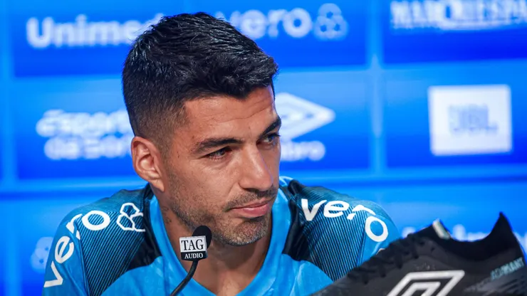 Luis Suarez jogador do Gremio durante coletiva apos partida contra o Vasco no estadio Arena do Gremio pelo campeonato Brasileiro A 2023. Maxi Franzoi/AGIF