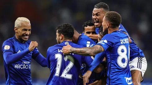 Nikao jogador do Cruzeiro comemora seu gol durante partida contra o Palmeiras no estadio Mineirao pelo campeonato Brasileiro A 2023. Foto: Gilson Lobo/AGIF