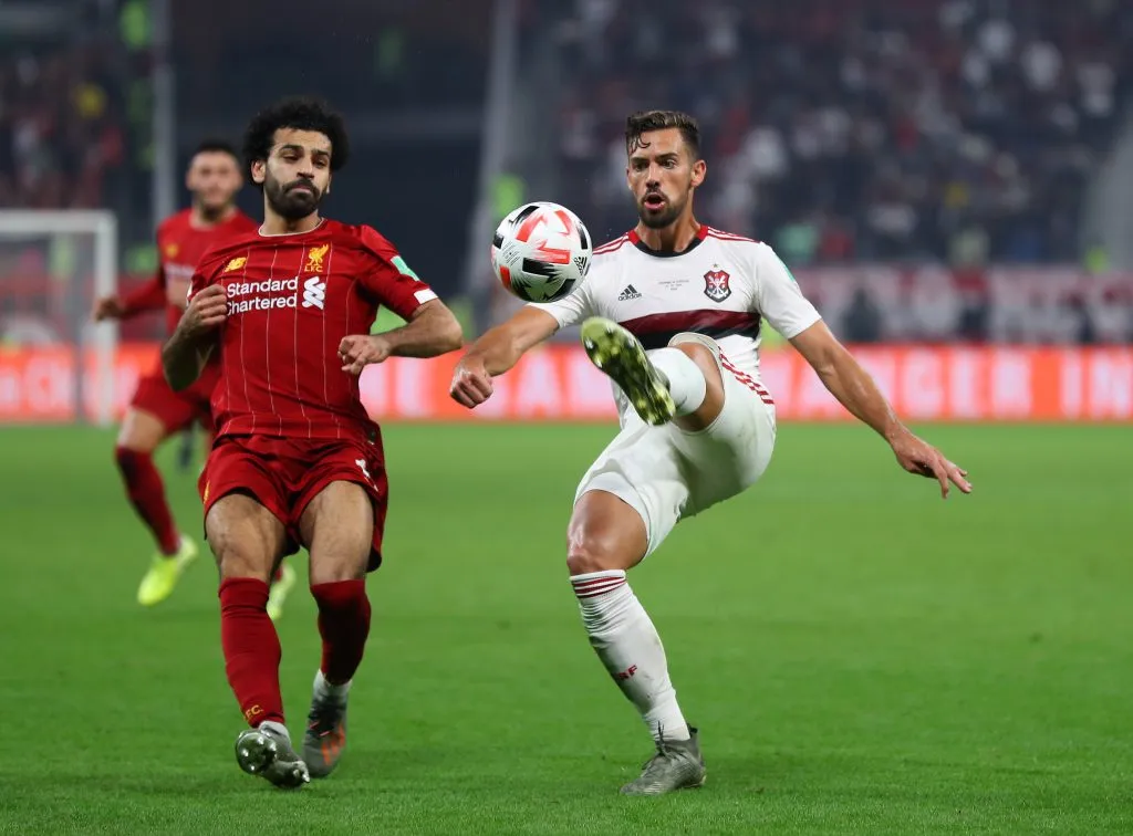 Flamengo enfrentando o Liverpool na final do Mundial de 2019. Foto: Francois Nel/Getty Images)