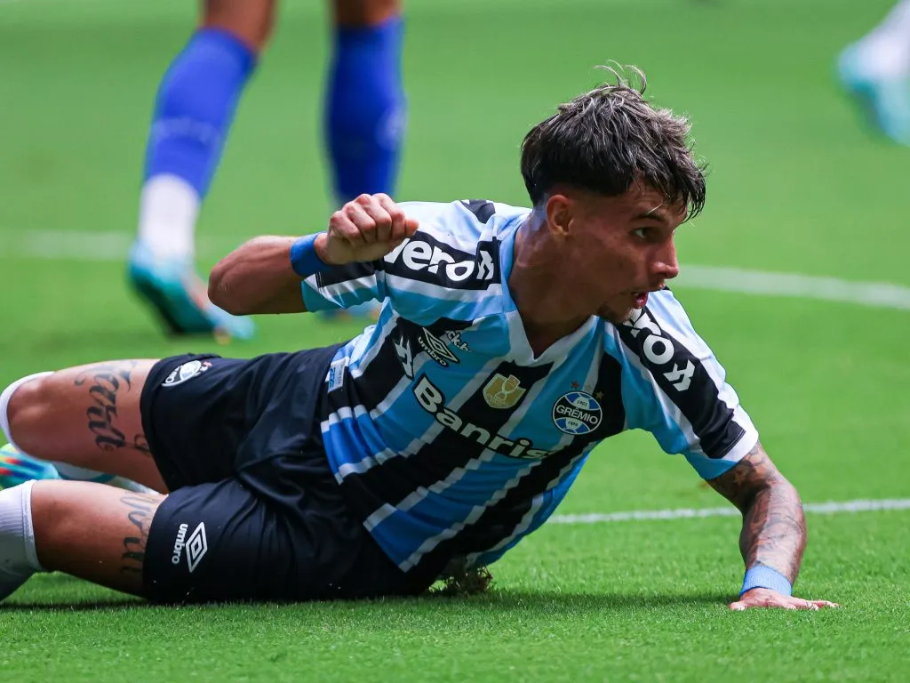 RS – Porto Alegre – 04/02/2023 – GAUCHO 2023, GREMIO X AIMORE – Ferreirinha jogador do Gremio lamenta chance perdida durante partida contra o Aimore no estadio Arena do Gremio pelo campeonato Gaucho 2023. Foto: Maxi Franzoi/AGIF