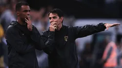 Fernando Lazaro tecnico do Corinthians durante partida contra o Palmeiras no estadio Arena Corinthians pelo campeonato Paulista 2023. Foto: Ettore Chiereguini/AGIF