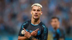 Ferreira comemorando gol contra o Goiás. Foto: Lucas Uebel/Grêmio FBPA