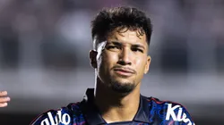 SP - SANTOS - 06/11/2023 - BRASILEIRO A 2023, SANTOS X CUIABA - Marcos Leonardo jogador do Santos durante partida contra o Cuiaba no estadio Vila Belmiro pelo campeonato Brasileiro A 2023. Foto: Abner Dourado/AGIF