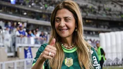 Leila Pereira presidente do Palmeiras durante partida contra o Cruzeiro no estadio Mineirao pelo campeonato Brasileiro A 2023. Foto: Gilson Lobo/AGIF