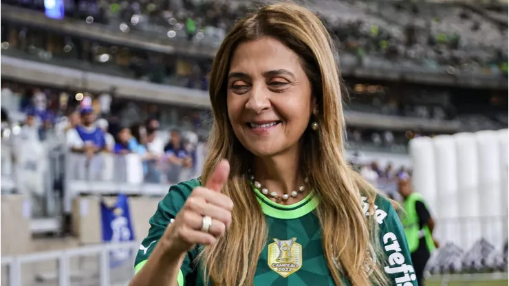 Leila Pereira presidente do Palmeiras durante partida contra o Cruzeiro no estadio Mineirao pelo campeonato Brasileiro A 2023. Foto: Gilson Lobo/AGIF