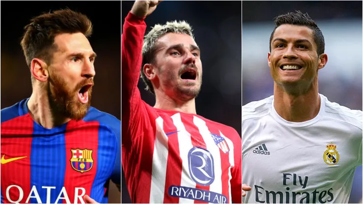 Messi, Griezmann e Cristiano Ronaldo. Getty Images