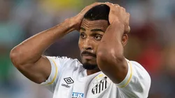 Joaquim jogador do Santos lamenta chance perdida durante partida contra o Cuiaba no estadio Arena Pantanal pelo campeonato Brasileiro A 2023. Gil Gomes/AGIF