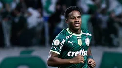 Endrick jogador do Palmeiras comemora seu gol durante partida contra o America-MG no estadio Arena Allianz Parque pelo campeonato Brasileiro A 2023. Foto: Fabio Giannelli/AGIF