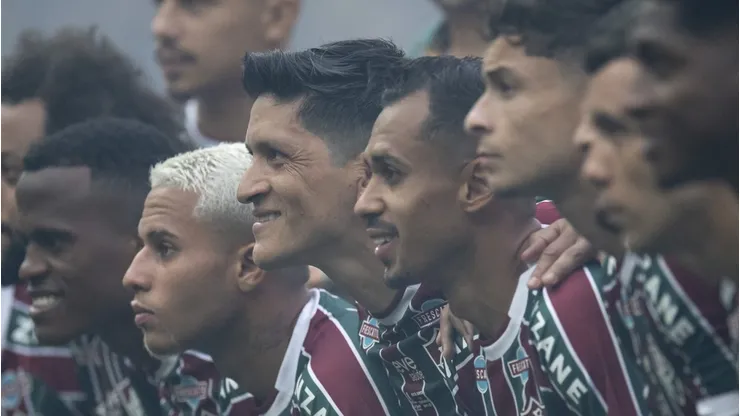 Jogadores do Fluminense posam para foto antes na partida contra Boca Juniors no estadio Maracana pelo campeonato Libertadores 2023. Foto: Jorge Rodrigues/AGIF