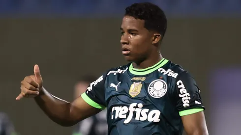 Endrick jogador do Palmeiras durante partida contra o Internacional no estadio Arena Barueri pelo campeonato Brasileiro A 2023. Marcello Zambrana/AGIF