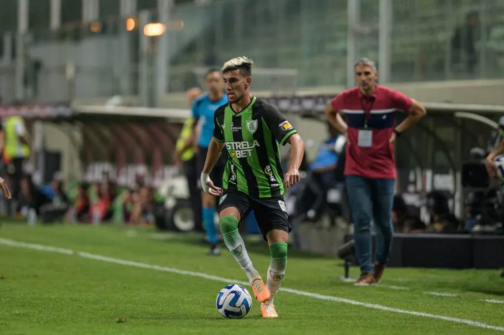 MG – BELO HORIZONTE – 24/08/2023 – COPA SUL-AMERICANA 2023, AMERICA-MG X FORTALEZA – Pedrinho jogador do America-MG durante partida contra o Fortaleza no estadio Independencia pelo campeonato Copa Sul-Americana 2023. Foto: Alessandra Torres/AGIF