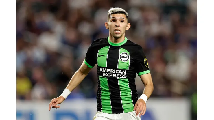 PHILADELPHIA, PENNSYLVANIA - JULY 22: Julio Enciso #20 of Brighton & Hove Albion in action during a pre season friendly match against Chelsea on July 22, 2023 in Philadelphia, Pennsylvania. (Photo by Adam Hunger/Getty Images)