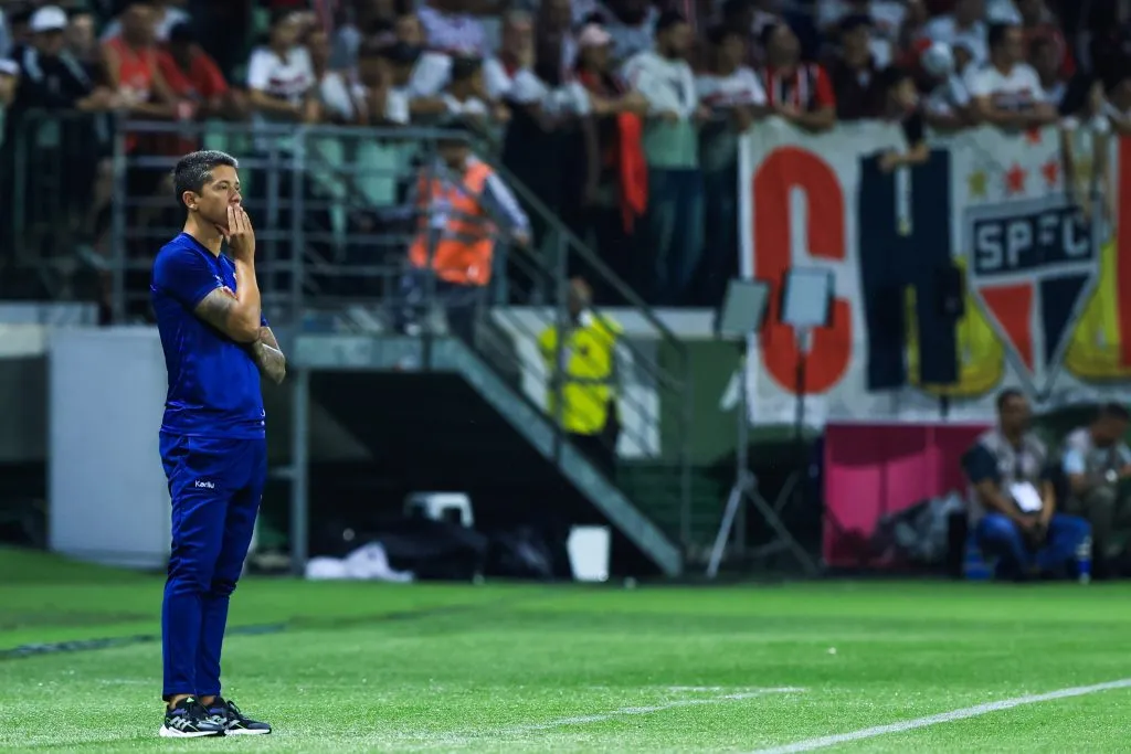 Thiago Carpini tecnico do Agua Santa durante partida contra o Sao Paulo no estadio Arena Allianz Parque pelo campeonato Paulista 2023. Foto: Marcello Zambrana/AGIF